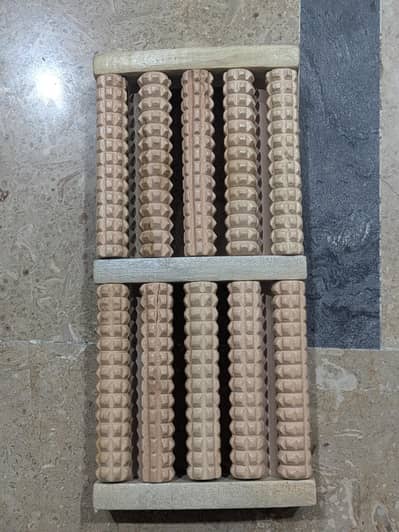 Premium Wooden Foot Massage Roller – 10 Roller Reflexology Massager