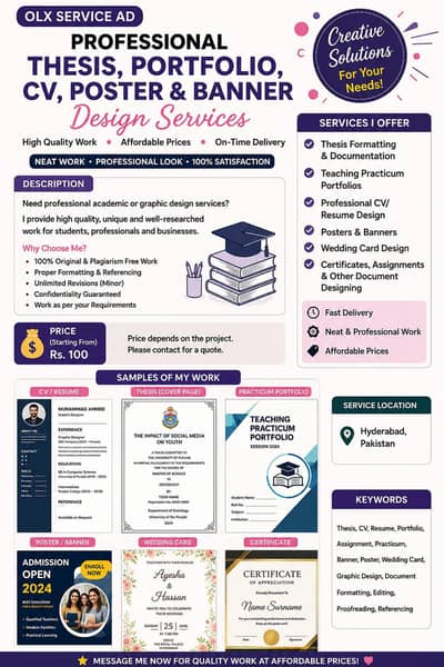 Professional Thesis, CV, Portfolio & Graphic Design Services