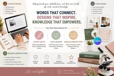 SEO Content Writer | Canva Designer | Online Biology & Zoology Tutor