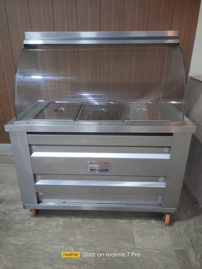 3 Pan Bain Marie with curved Glass Display