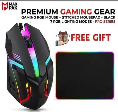 RGB MOUSE WITH FRE MOUSE PAD GIFT  FOR PC AND LAPTOP AND GAMING