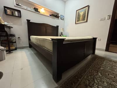 Queen Size Wooden Bed with Spring Mattress (used)