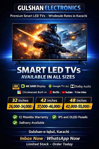 Today Sale 48 Inches Smart Led TV HD FHD 4K ALL