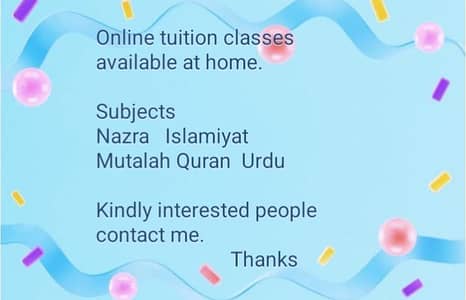 Online tuition at home.