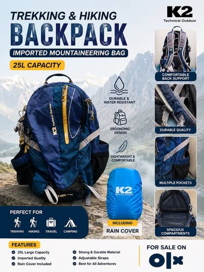 Trekking/Hiking Backpack | K2 Original Imported Backpack | 25 Ltr
