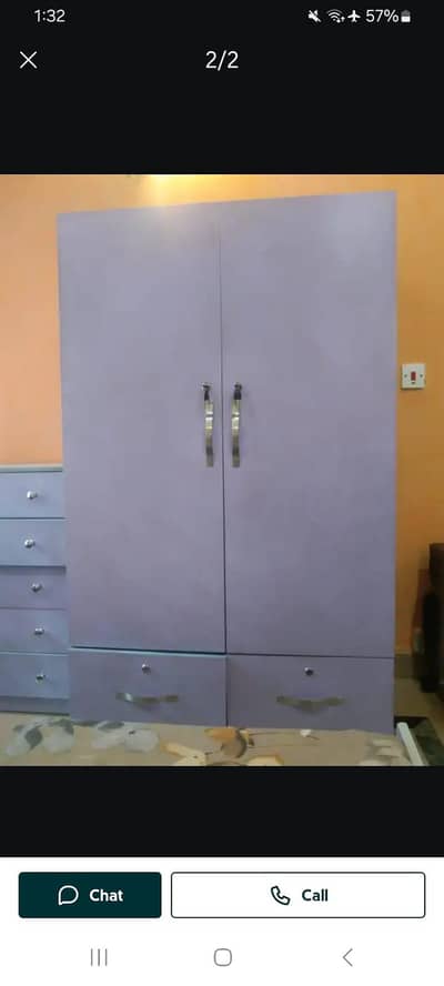 Wooden Wardrobe Cabinet – Hanging Space + Drawers | With Locks