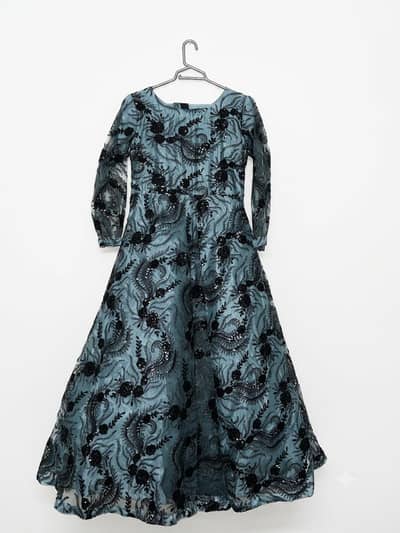 powder blue Embroidered Sequin Gown –Full Length Party Wear (Like New)