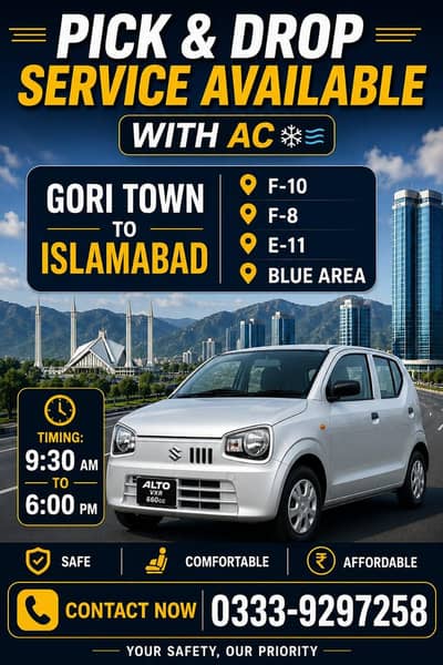 Pick And Drop Available Ghuri Town To islamabad