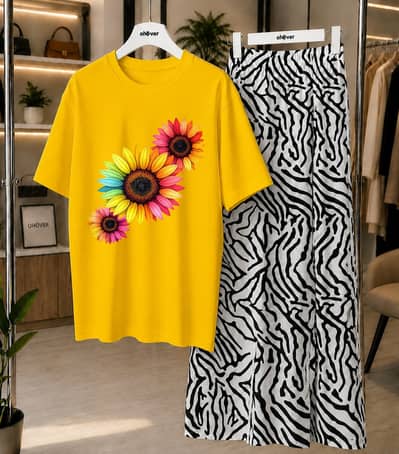 Printed Yellow Cotton T-Shirt for Sale