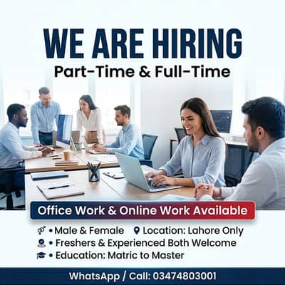 PART TIME AND ONLINE WORK IS AVAILABLE FOR MALES AND FEMALES