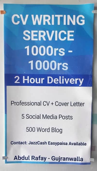 CV Writing 1000rs - 2 Hour Delivery