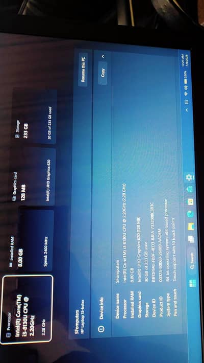 i3-8th genration Hp laptop