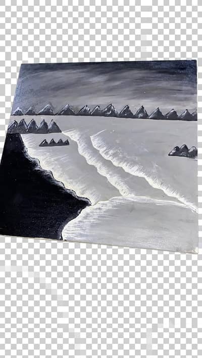 Modern Monochrome Mountain Landscape - Original Handmade Painting