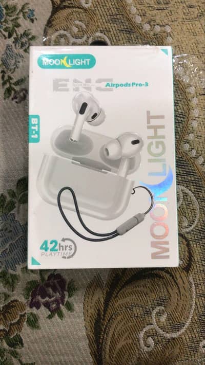 Moonlight Airpods Pro-3 ENC Quad Mic Wireless Earbuds White