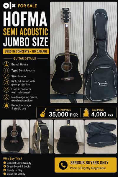 Sami Acoustic Hofma Black Guitar