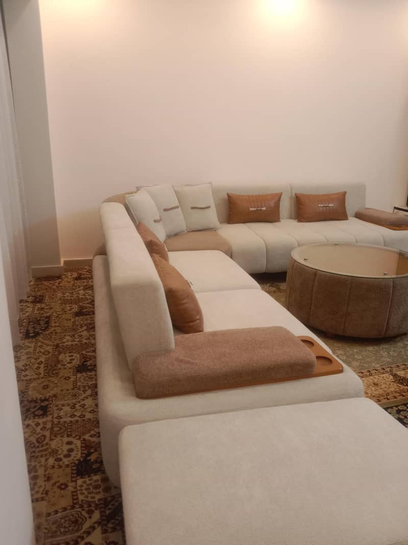 L shape sofa EIGHT sitter with table 5