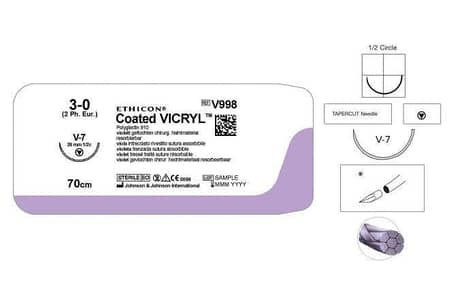 Ethicon VICRYL™ Plus 3-0 Absorbable Surgical Sutures (70cm, FS-2)