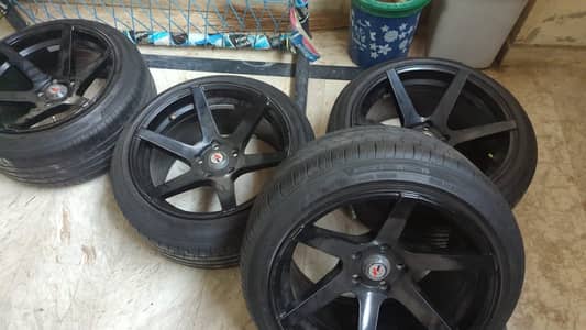 Emotion R 17 inch Rims black colour 9.5jj with tyres 1500 driven