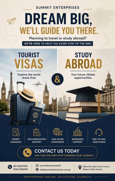 Study abroad or apply for your Tourist Visas with Summit Enterprises