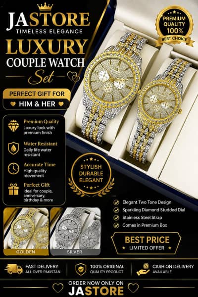 Luxury Couple Watches Set for Men & Women | Gold (AJstore)