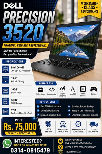  Dell Precision 3520 – Powerful Workstation Laptop 