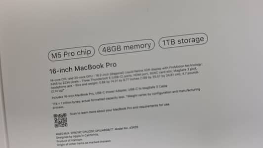 MacBook Pro 16inch - M5 Pro 48GB 1TB