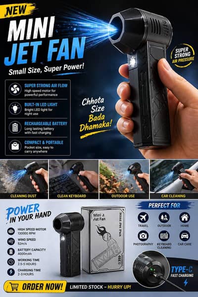 *Mini Jet Fan 3 Speed*  *Discount On Quantity*