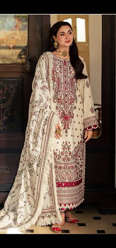 3 Pc Embroidered Lawn Suit - Bamber Chiffon Dupatta - 4900