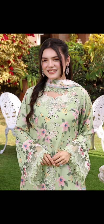 3 Pc Lawn Suit - Floral Print - Unstitched - Sale 4950