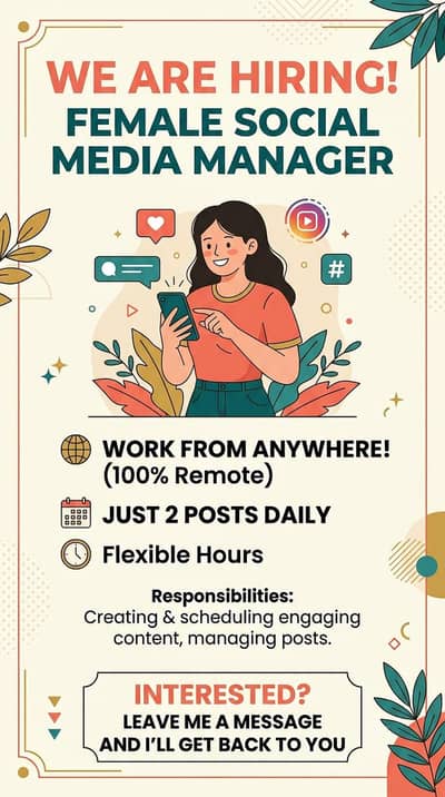 Need a Female social media manager