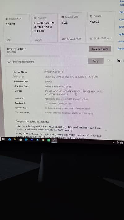Full PC Setup Core i3 2nd Gen 2GB Radeon R7 430 Dell LCD Ready to Use