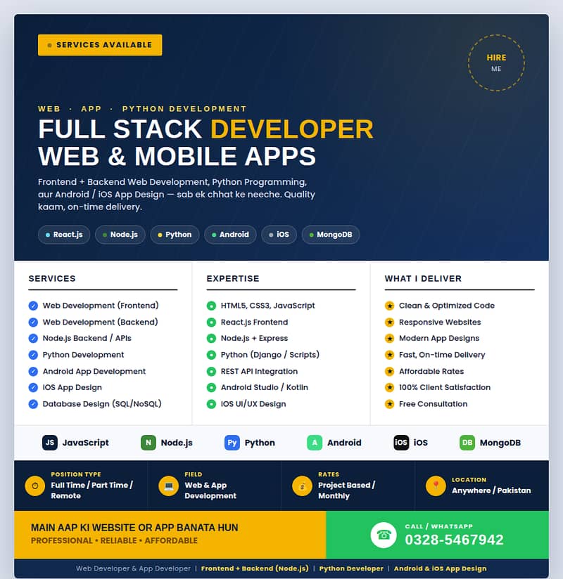 **Professional Website & Mobile App Development | Flutter | Node. js | 0