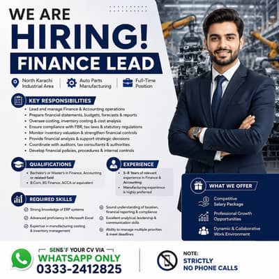 Finance Lead Jobs | Finance Jobs | Urgent Hiring | Jobs