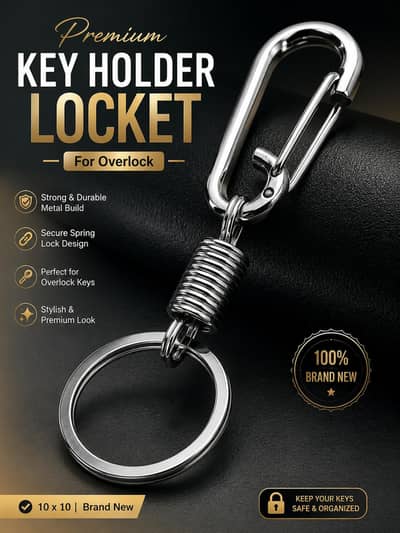 Premium Metal Key Holder Locket for Overlock Keys | Brand New 10/10