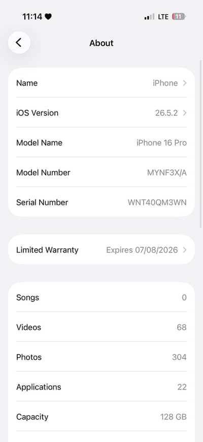 Apple iPhone 16 Pro pta approved 128 with box cable