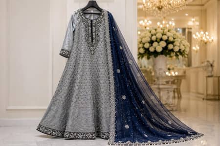 Bridal Maxi Dress Heavy Embroidered