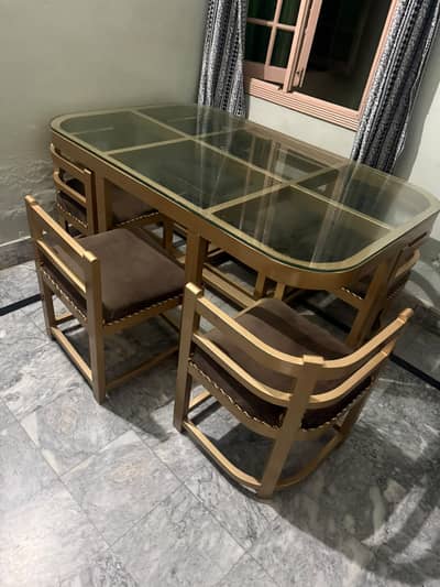 6 Seater Premium Glass Top Dining Table Set | Modern Luxury | Excellen