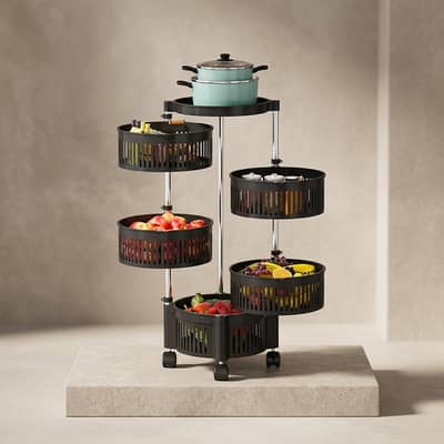 5-Tier 360° Rotating Kitchen Organizer Rack 