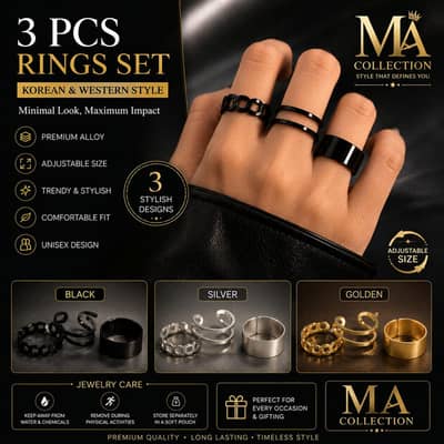 3 Pcs Adjustable Alloy Rings Set