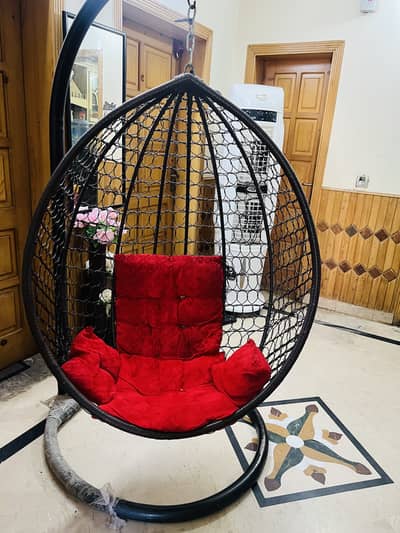 Hanging Swing Jhoola  with Red Cushions – Perfect Condition