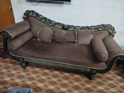 Dewan Sofa 3 seater Brown Antique Traditional Lounge Furniture Multan