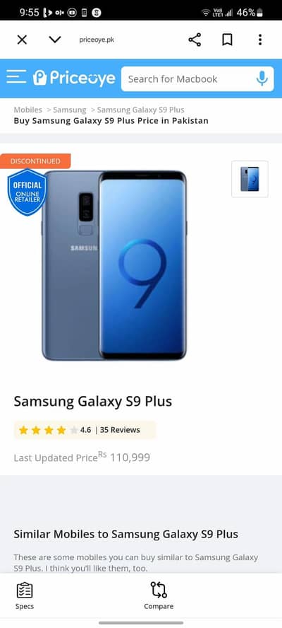 Samsung Mobile S9 Plus 6/64