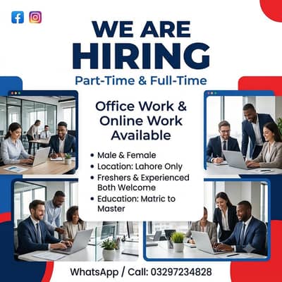 ONLINE AND OFFICE WORK FOR MALE AND FEMALE STAFF