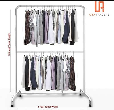 Double Pole Garments Rack Silver Metal