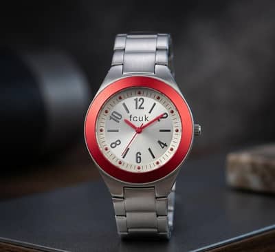 FCUK Original Women's Analog Watch – Silver Stainless Steel Strap with