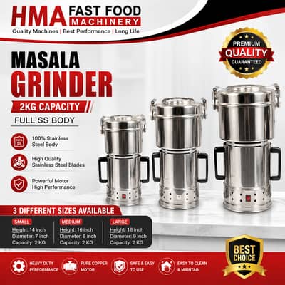 Masala Grinder 2KG | Stainless Steel SS Body | Spice Grinder | 3 Size