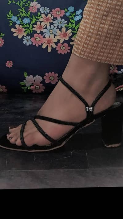 Black Strappy Block Heels