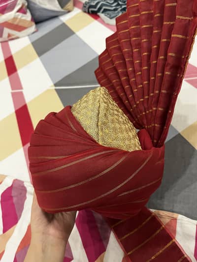 Elegant Maroon & Golden Groom Turban (Kulla/Safa)