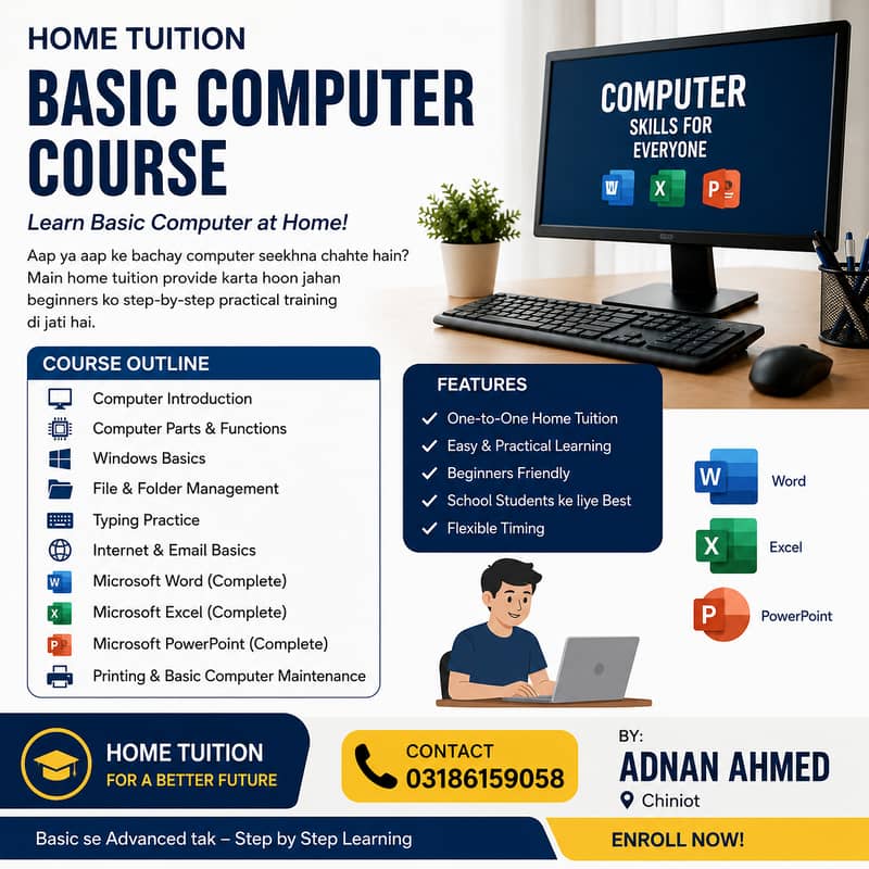 Home Tuition – Basic Computer Course (One-to-One Training) 0