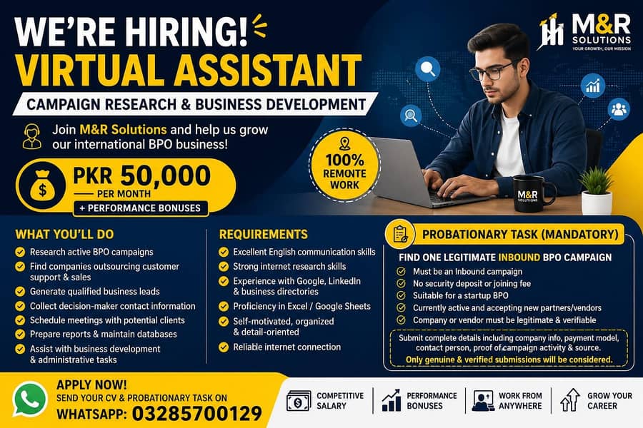 virtual Assistant for M&R solutions 0